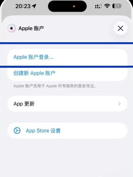 点击「Apple 账户登录…」，输入新账号邮箱密码